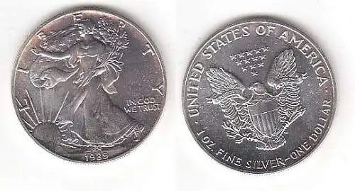 1 Dollar Silber Münze Silver Eagle USA 1989 1 Unze Feinsilber  (115336)