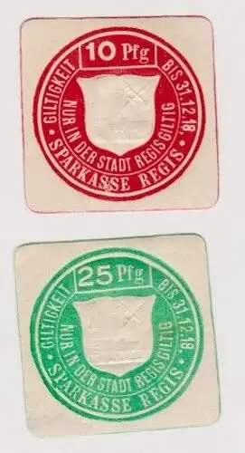 10 & 25 Pfennig Banknoten Notgeld Sparkasse Regis 1918 (120335)