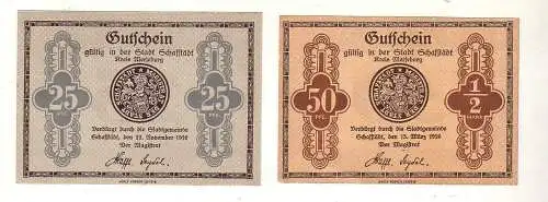 2 Banknoten 25 und 50 Pfennig Notgeld Stadt Schafstädt 1920 (115609)