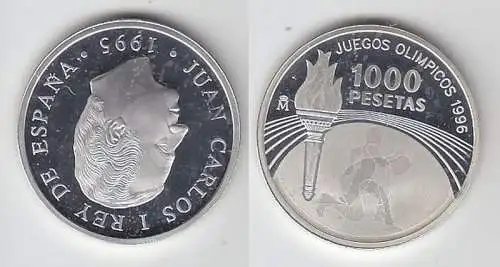 1000 Pesetas Silbermünze Spanien Olympiade Atlanta 1996, 1995 (114007)