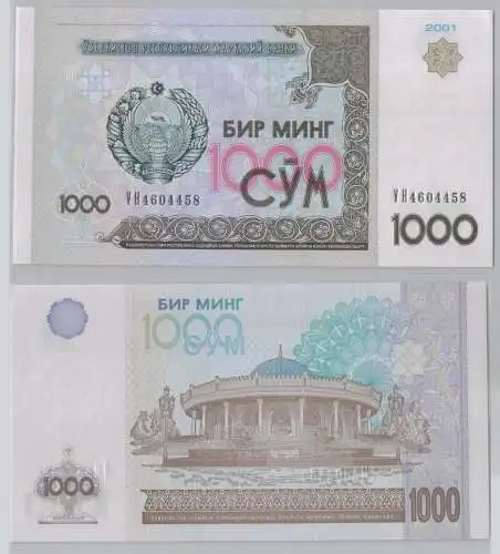 1000 Sum Banknote Usbekistan 2001 kassenfrisch Pick 82 (153429)