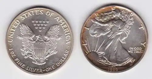 1 Dollar Silber Münze Silver Eagle USA 1989 1 Unze Feinsilber  (141610)