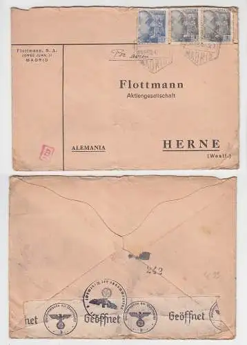72676 seltener Zensur Post Brief von Madrid Spanien nach Herne in Westf. 1941