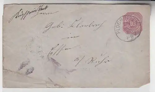 72107 seltener Ganzsachenbrief Württemberg von Plochingen nach Essen 1883