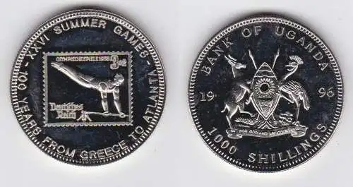 1000 Shillings Nickel Münze Uganda 1996 100 Jahre Olympische Spiele (141562)