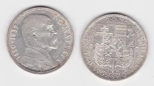 20 Kronen Silber Münze Tschechoslowakei Masaryk 1937 (141282)
