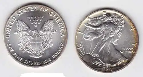 1 Dollar Silber Münze Silver Eagle USA 1989 1 Unze Feinsilber  (141366)