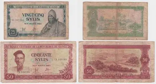 25 & 50 Franc Banknoten Guinea République de Guinée 1.Mars 1960 (155334)
