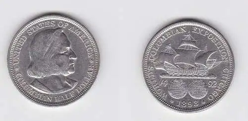 1/2 Dollar Silber Münze USA Kolumbusausstellung Chicago 1893 (131106)