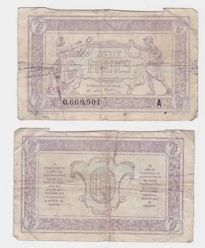 2 Francs Banknote Frankreich Trésorerie aux armées 1917  (124826)