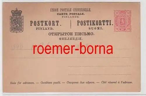 75286 alter Ganzsachen Karte Finnland 10 Penni um 1890 postfrisch