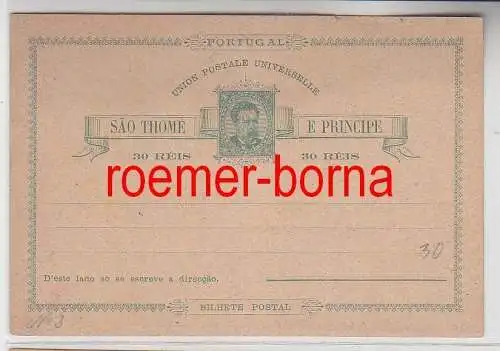 74612 seltene Ganzsachen Postkarte São Tomé und Príncipe 30 Reis vor 1900