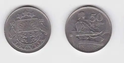 50 Santimu Kupfer Nickel Münze Lettland 1922 (125250)