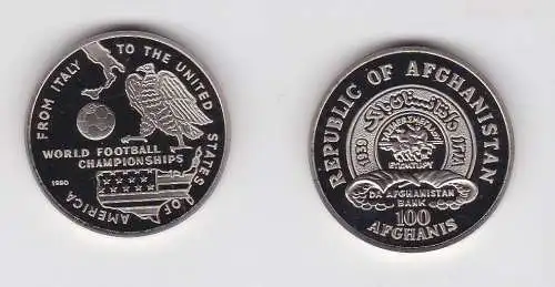 100 Afghanis Nickel Münze Afghanistan Fussball WM Italien 1990 USA 1994 (126861)