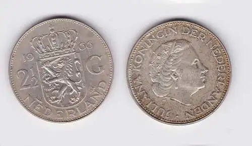 2 1/2 Gulden Silber Münze Niederland 1966 (113905)