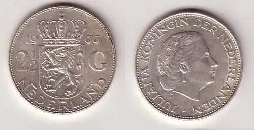 2 1/2 Gulden Silber Münze Niederland 1966 (114125)