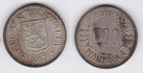 200 Markkaa Silbermünze Finnland 1957 (110763)