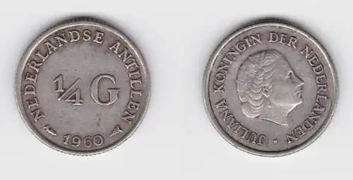 1/4 Gulden Silber Münze Niederländische Antillen 1960 ss (152816)