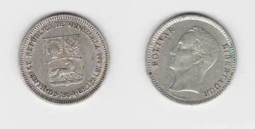 25 Centimos Münze Silber Venezuela 1954 ss+ (152803)