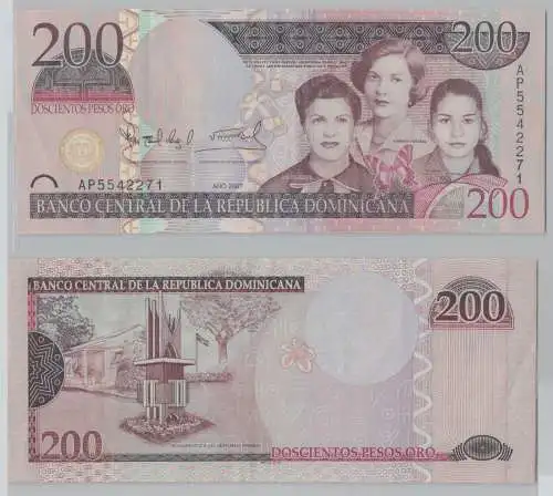 200 Pesos Oro Banknote Republica Dominicana fast bankfrisch (153167)