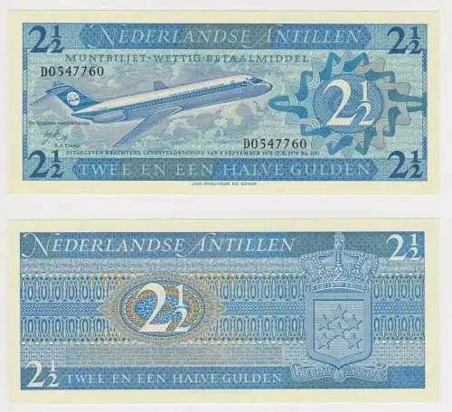 2 1/2 Gulden Banknote Niederländische Antillen kassenfrisch UNC Pick 21 (152105)