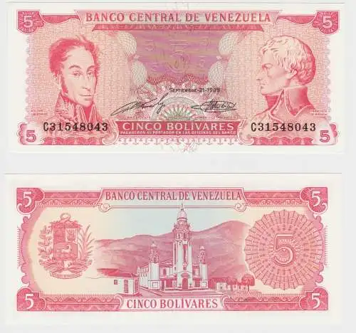 5 Bolivares Banknote Venezuela 1989 Pick 70 kassenfrisch UNC (151803)