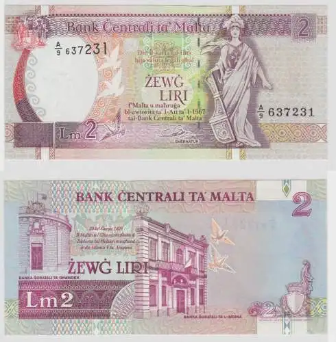 2 Liri Banknote Malta L.1967 (1994) P 45 kassenfrisch UNC (151965)