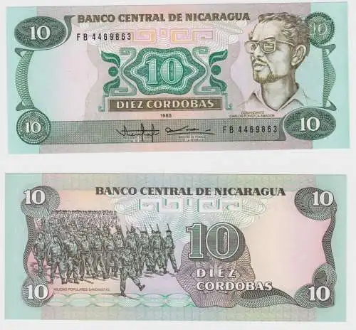 10 Cordobas Banknote Nicaragua 1985 Pick: 151 kassenfrisch UNC (151988)