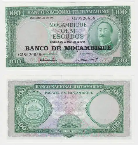 100 Escudos Banknote Mosambik Moçambique 1961 bankfrisch UNC Pick 117 (151946)