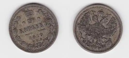 20 Kopeken Silber Münze Russland 1910 ss (152477)