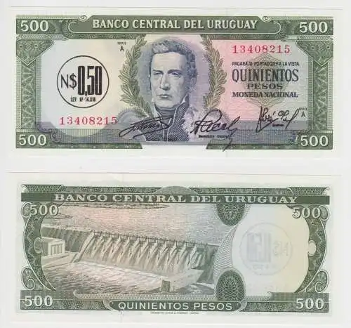 0,5 Nuevo Peso auf 500 Pesos Banknote Uruguay Serie A 1975 Pick 54 (151761)