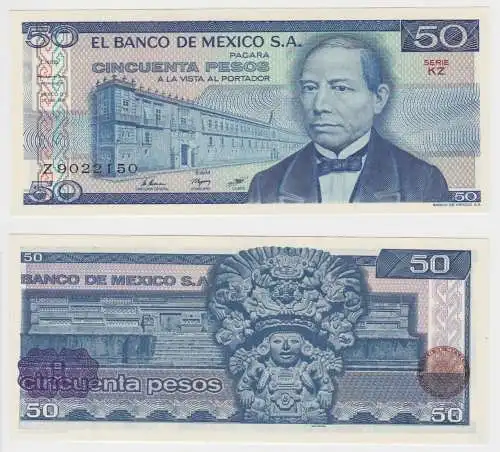 50 Pesos Banknoten Mexiko (1981) Pick 73 Serie KZ kassenfrisch UNC (151783)