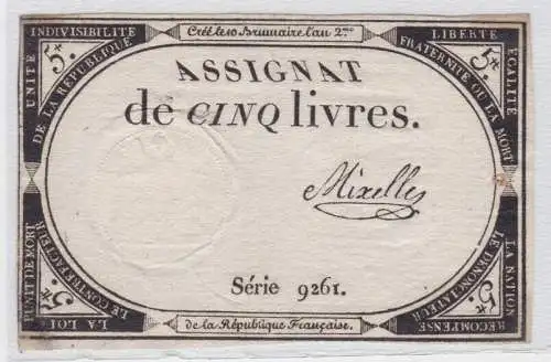 5 Livres Banknote Frankreich 1793 Pick A76 (152089)