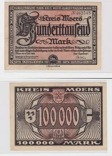 100000 Mark Banknote Kreis Moers 15.7.1923 (136283)