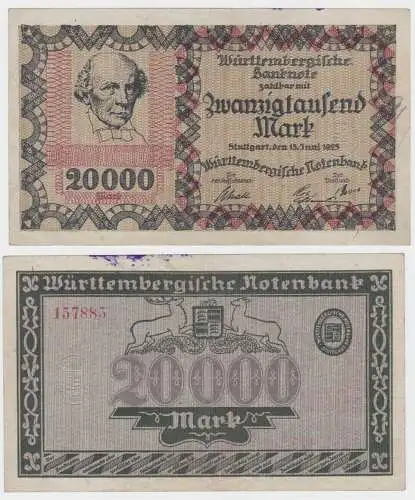 20000 Mark Banknote Württembergische Notenbank 15.6.1923 (133768)