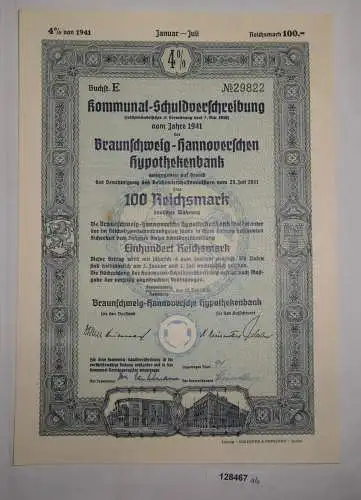 100 RM Schuldverschreibung Braunschweig-Hannoversche Hypothekenbank 1936 /128467