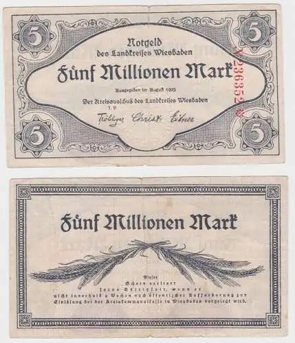5 Millionen Mark Banknote Inflation Landkreis Wiesbaden August 1923 (140362)
