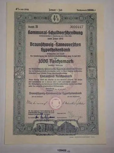 1000 RM Schuldverschreibung Braunschweig-Hannoversche Hypothekenbank (128455)