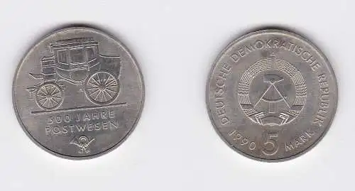 DDR Gedenk Münze 5 Mark 500 Jahre Postwesen 1990 Stempelglanz (128680)