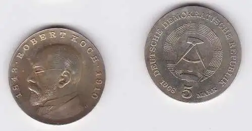 DDR Gedenk Münze 5 Mark Robert Koch 1968 Stempelglanz (128811)