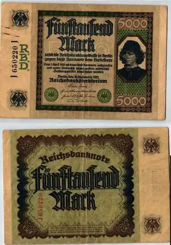 5000 Mark Banknote Inflation 16.9.1922 Rosenberg Nr.76 (124023)