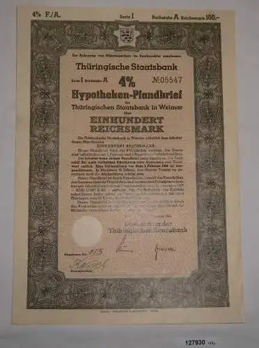 100 RM Pfandbrief Thüringische Staatsbank Weimar 1.Februar 1941 (127930)