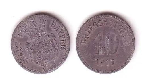 10 Pfennig Notgeld Zink Münze Stadt Fürth 1917 (112395)