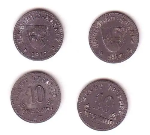 2 x 10 Pfennig Notgeld Eisen Münzen Stadt Triberg 1917 (113021)