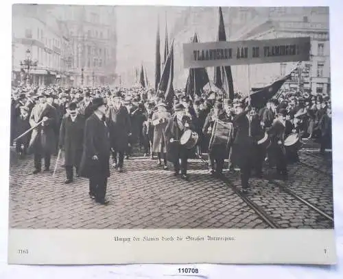 110708 großes Original Propaganda Bild "Umzug der Flamen" 1. Weltkrieg