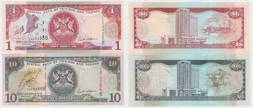 1 & 10 Dollar Banknoten Trinidad & Tobago 2002/2006 kassenfrisch (123725)