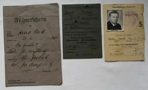 Wehrmacht Führerschein Klasse 4, DDR Fahrerlaubnis Beschädigten-Ausweis (141041)