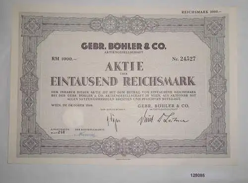 1000 RM Aktie Gebr. Böhler & Co. AG Wien Oktober 1939 (128085)