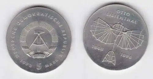 DDR Gedenk Münze 5 Mark Otto Lilienthal 1973 Stempelglanz (140917)