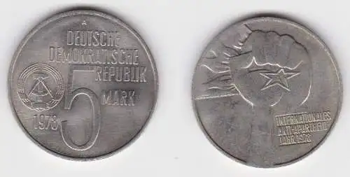 DDR Gedenk Münze 5 Mark Anti Apartheid Jahr 1978 vz (140911)